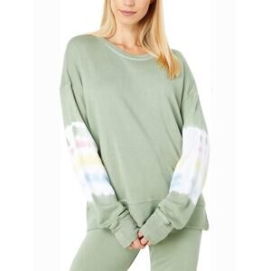 Sundry Green Tie Dye Long Sleeve Crewneck Relaxed Lounge Sweatshirt Size Small